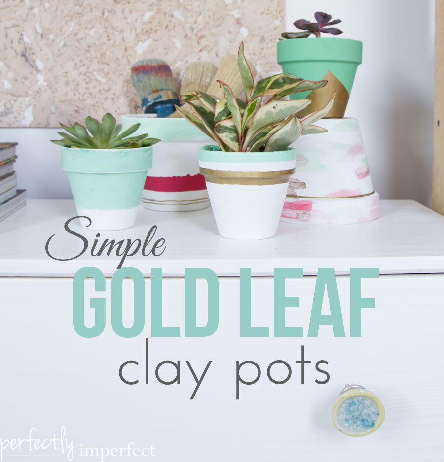 Simple DIY Gold Leaf Planters