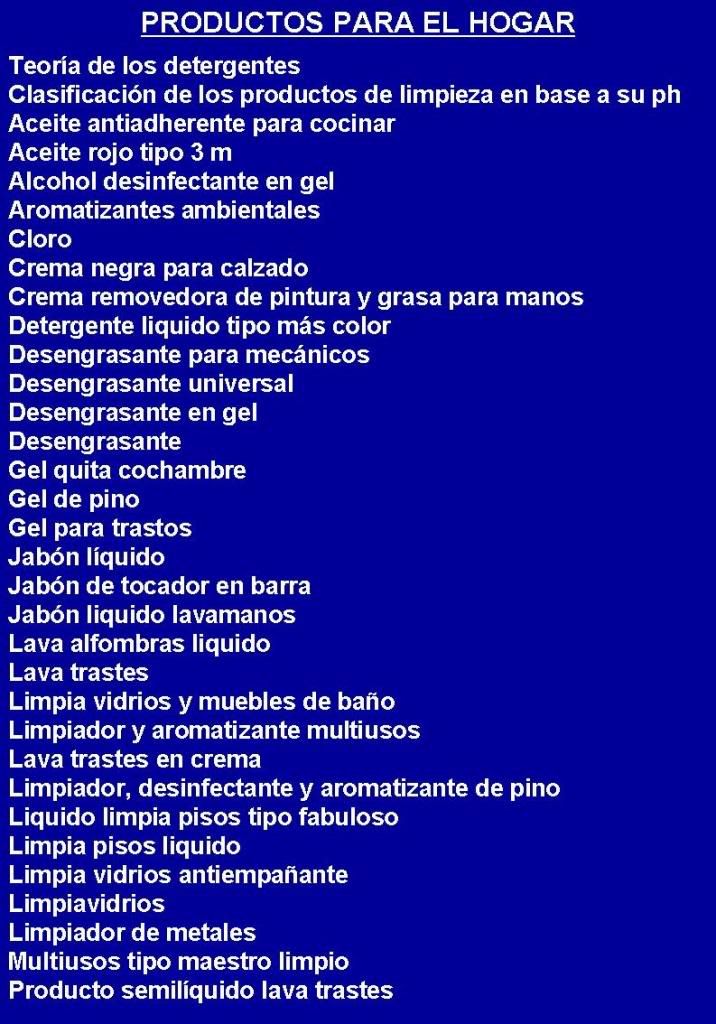 formulas quimicas industriales aseo belleza hogar cosmeticos