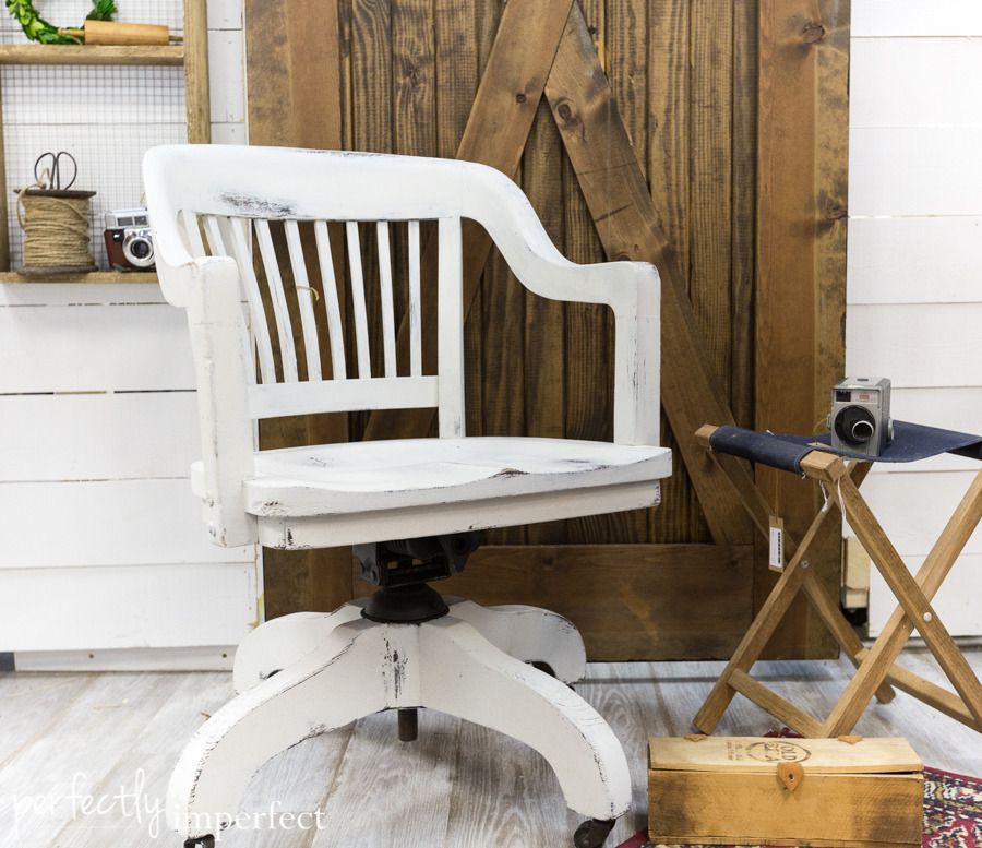 Perfectly Imperfect | Antique Desk Chair Makeover | Miss Mustard Seed Milk Paint | Ironstone