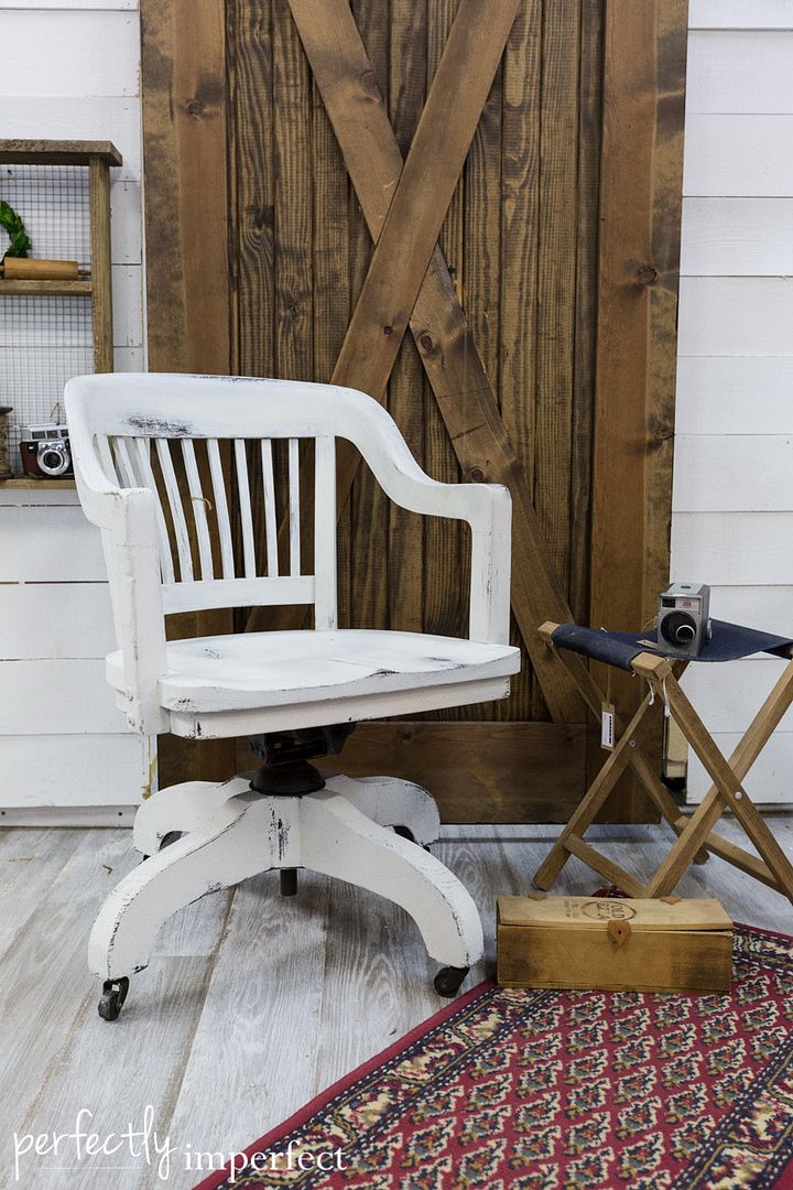 Perfectly Imperfect | Antique Desk Chair Makeover | Miss Mustard Seed Milk Paint | Ironstone