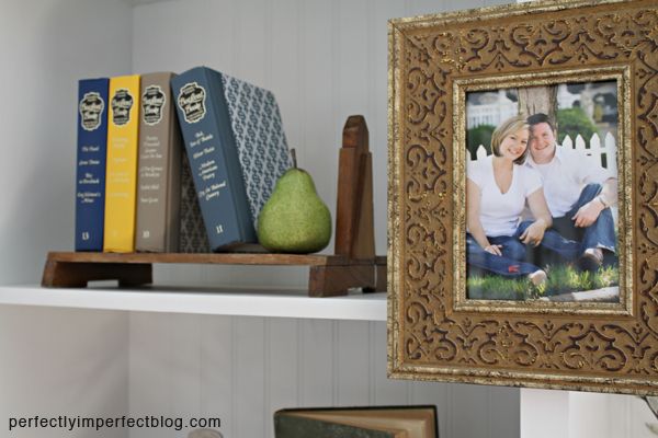 fall decorating & bookcase decorating from perfectly imperfect