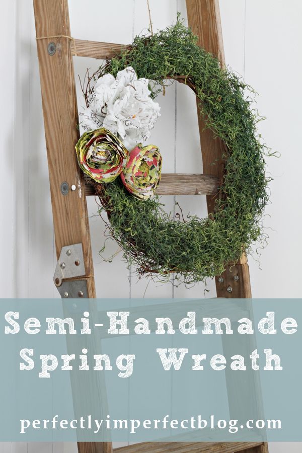 semi-handmade spring wreath at perfectly imperfect