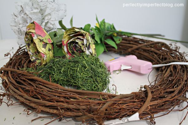 Semi-handmade spring wreath at perfectly imperfect