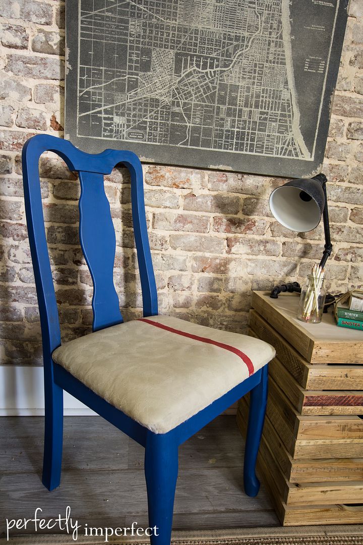 Napoleonic Blue Chair Makeover | perfectly imperfect