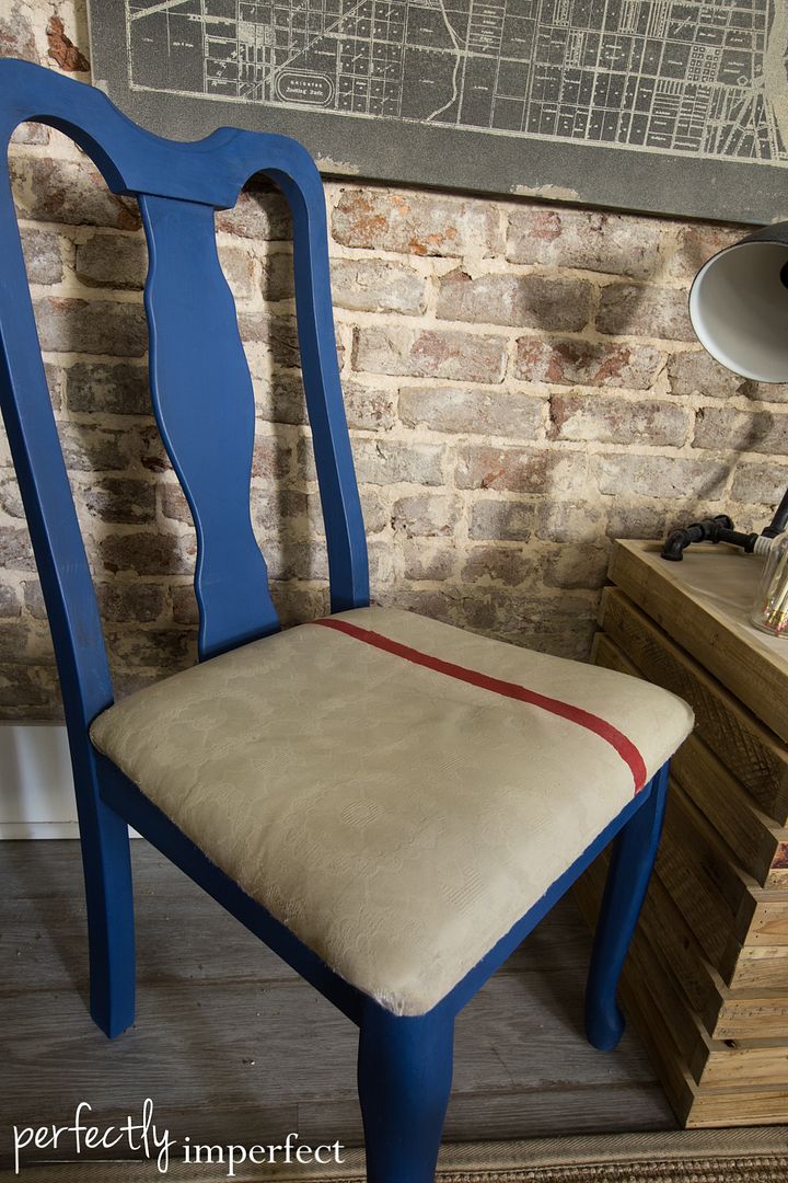 Napoleonic Blue Chair Makeover | perfectly imperfect