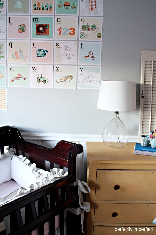 a colorful palette and modern fabrics keep this nursery fresh