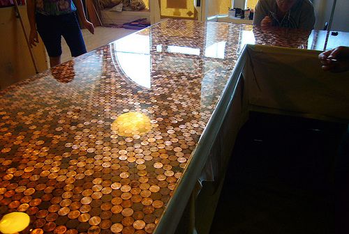 how to install a penny tile countertop