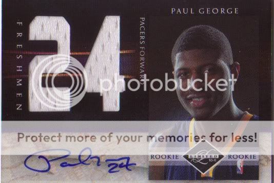 2010 11 LIMITED RC AUTO PAUL GEORGE FRESHMEN JUMBO NUMBERS JERSEY */99 