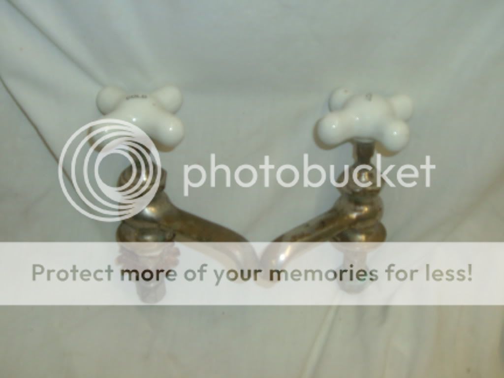 Pair Porcelain Bathroom Sink Faucets Antique  