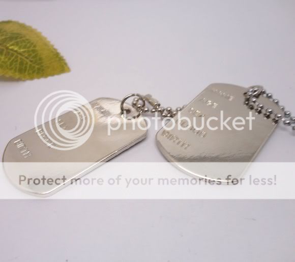 Silver Plated Dog Tag Set With Chain Pendant Necklace  