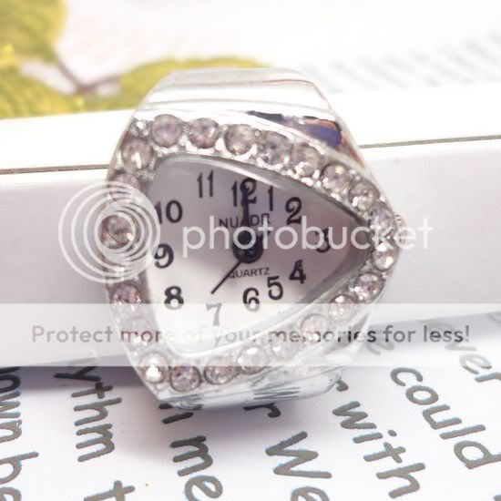 Stretchy Band Rhinestone Finger Ring Quartz Watch 20mm NEW  